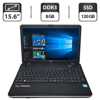 БУ Ноутбук Ноутбук Б-класс Fujitsu LifeBook A512 / 15.6" (1366x768) TN / Intel Core i3-3110M (2 (4) ядра по 2.4 GHz) / 8 GB DDR3 / 120 GB SSD / Intel HD Graphics 4000 / WebCam / DVD-ROM / VGA