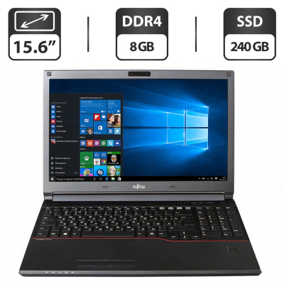 БУ Ноутбук Ноутбук Fujitsu LifeBook E556 / 15.6" (1366x768) TN / Intel Core i5-6300U (2 (4) ядра по 2.4 - 3.0 GHz) / 8 GB DDR4 / 240 GB SSD / Intel HD Graphics 520 / VGA