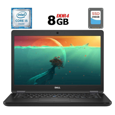 БУ Ноутбук Ноутбук Б-клас Dell Latitude 5480 / 14 " (1920x1080) IPS / Intel Core i5-6300U (2 (4) ядра по 2.4-3.0 GHz) / 8 GB DDR4 / 256 GB SSD M. 2 / Intel HD Graphics 520 / WebCam / USB 3.1 / HDMI / Windows 10 ліцензія