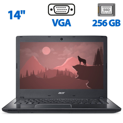 БУ Ноутбук Ноутбук Acer TravelMate P249-M / 14" (1366x768) TN / Intel Core i3-6100U (2 (4) ядра по 2.3 GHz) / 4 GB DDR4 / 256 GB SSD M.2 / Intel HD Graphics 520 / WebCam / VGA