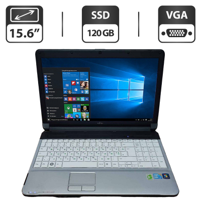 БУ Ноутбук Ноутбук Б-класс Fujitsu LifeBook A530 / 15.6" (1366x768) TN / Intel Core i3-380M (2 (4) ядра по 2.53 GHz) / 4 GB DDR3 / 120 GB SSD / Intel HD Graphics / WebCam / VGA