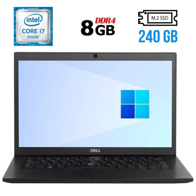 БУ Ноутбук Ультрабук Dell Latitude 7480/ 14 " (1920x1080) IPS / Intel Core i7-6600U (2 (4) ядра по 2.6 - 3.4 GHz) / 8 GB DDR4 / 240 GB SSD M. 2 / Intel HD Graphics 520 / WebCam / HDMI