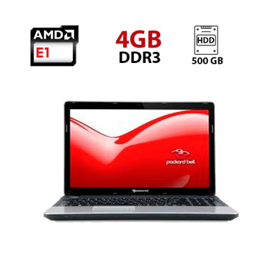 БУ Ноутбук Ноутбук Б-класс Packard Bell EasyNote TE69KB / 15.6" (1366x768) TN / AMD E1-2500 (2 ядра по 1.4 GHz) / 4 GB DDR3 / 500 GB HDD / Intel HD Graphics / WebCam